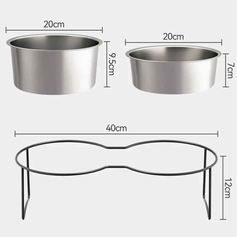 Stainless Steel Slow Feeder Dog Bowl – Elevated Anti-Slip Stand