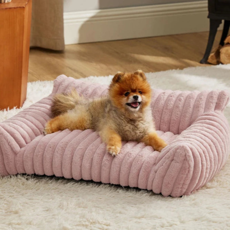 Striped Plush Cat Bed