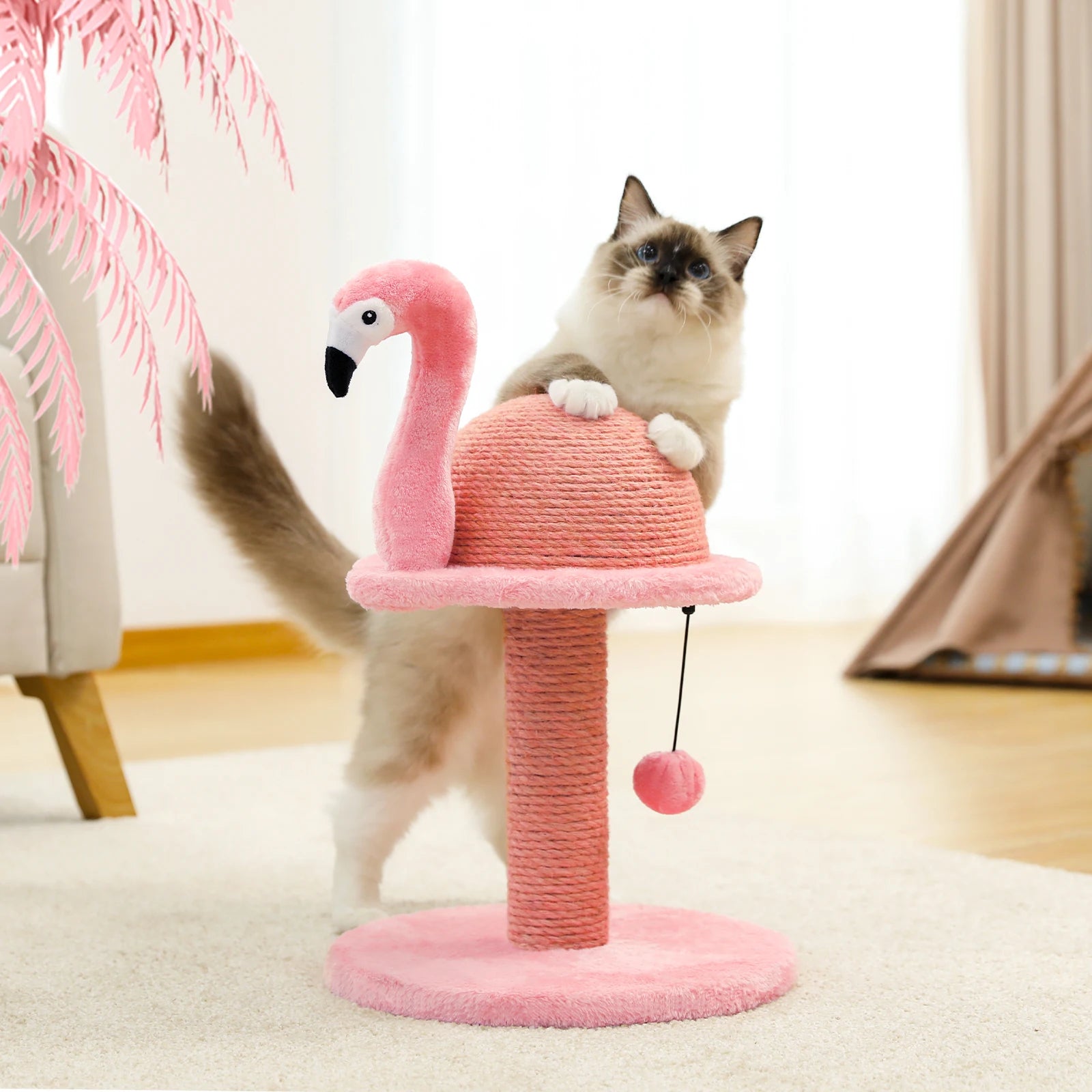 Tall Cat Scratching Post with Spring Ball