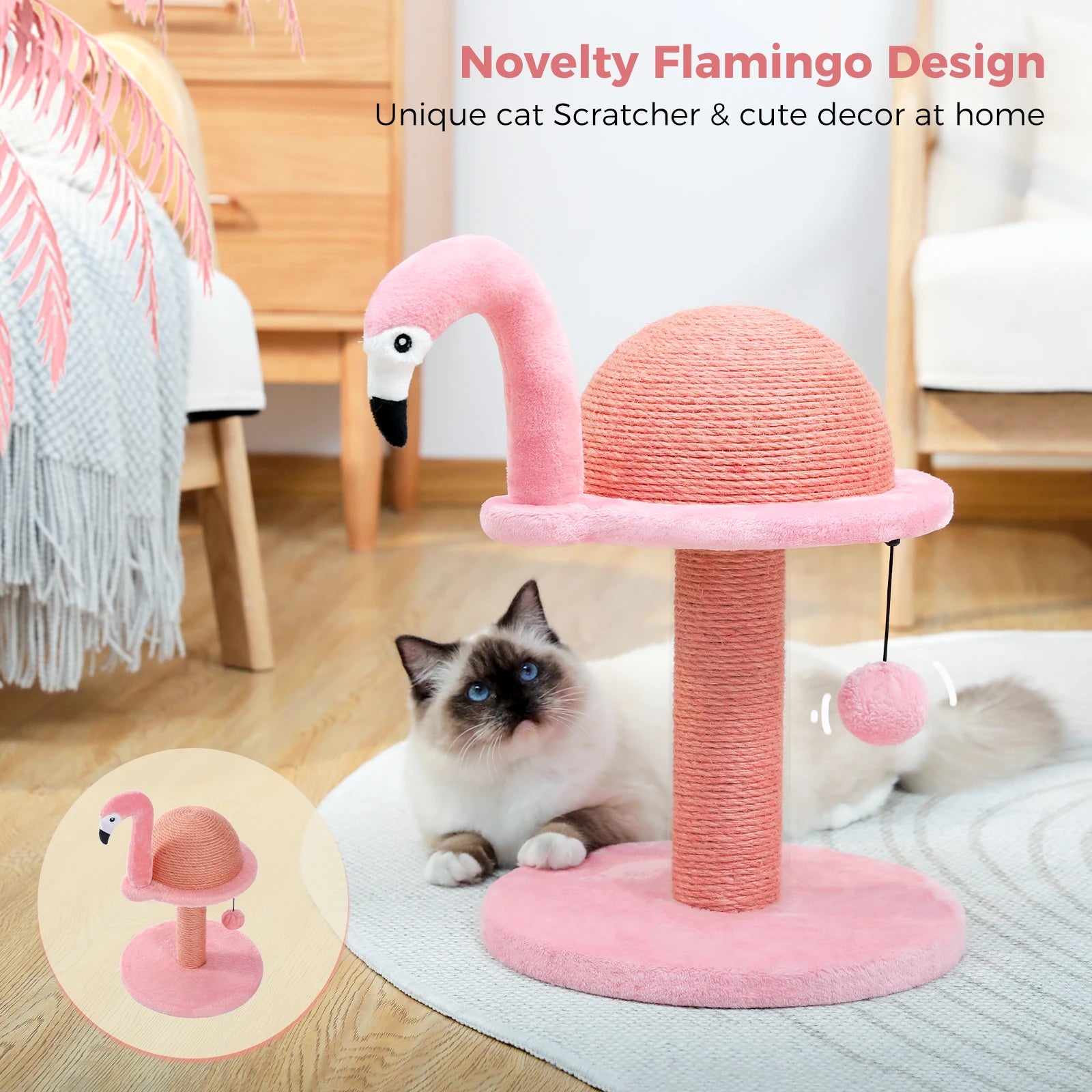 Tall Cat Scratching Post with Spring Ball