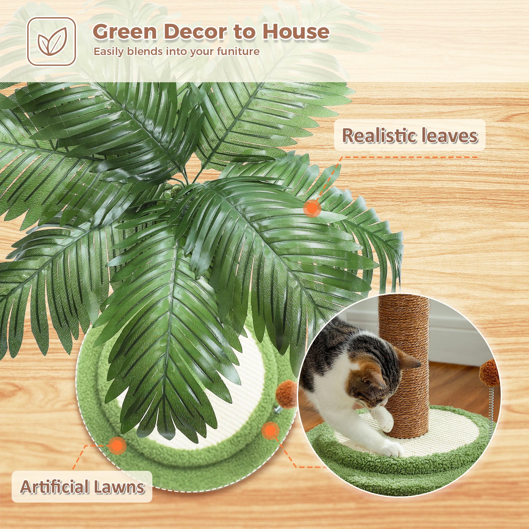Tall Cat Scratching Post with Spring Ball
