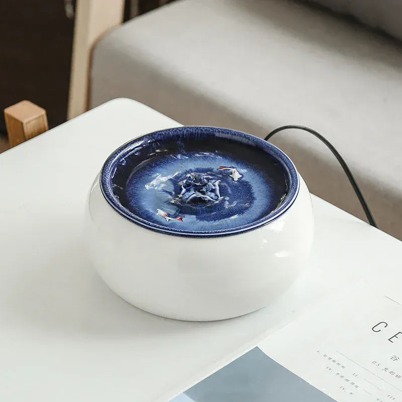 TechnuPet Smart Cat Feeder Blue / UK Plug 220V AC Ceramic Cat Water Fountain