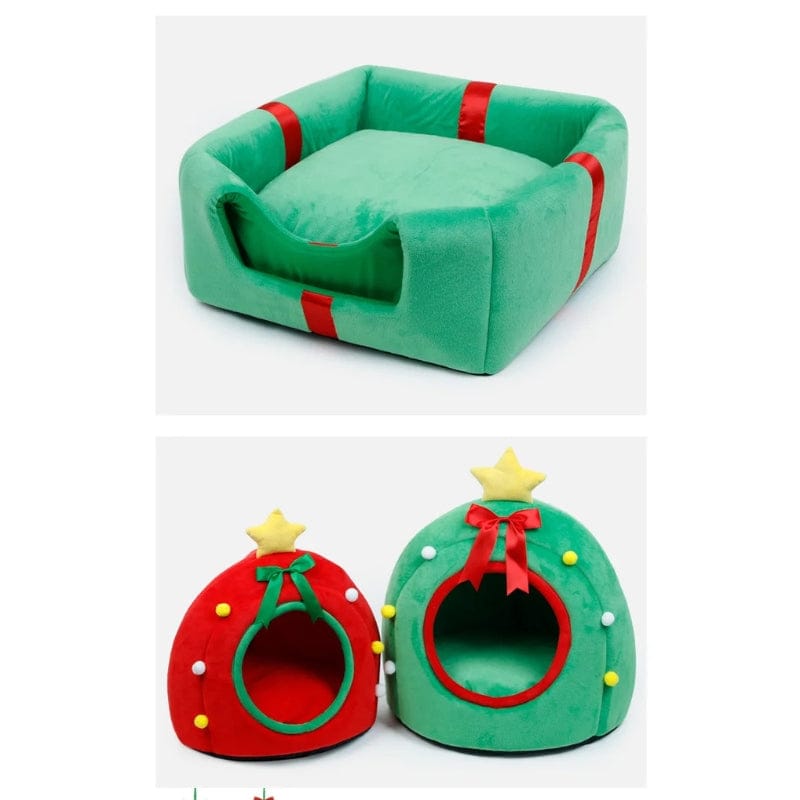 TechnuPet Cat Bed Christmas Tree Cat Bed with Gift Box Design