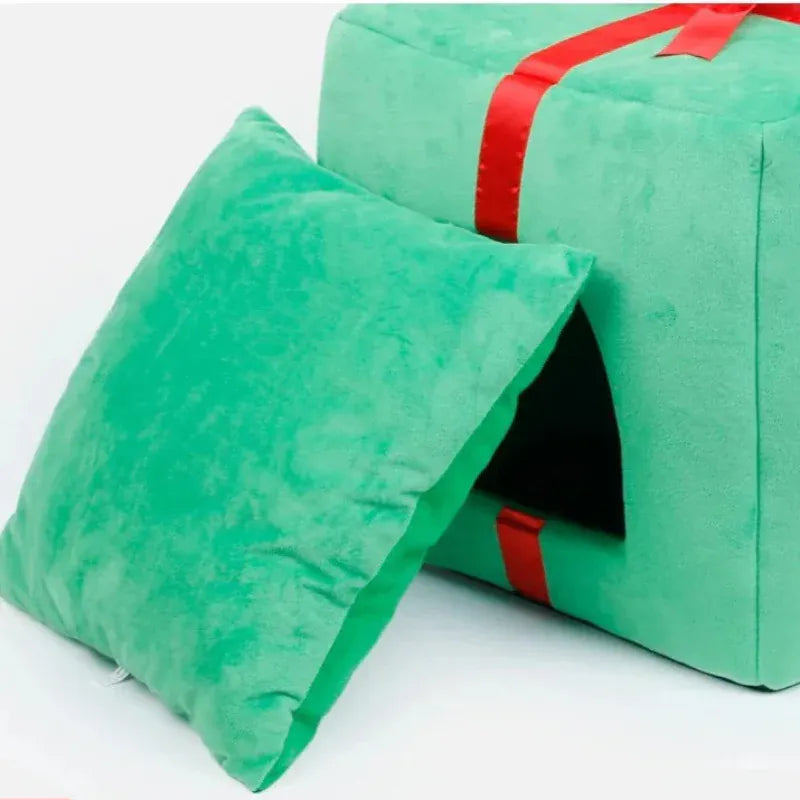 TechnuPet Cat Bed Christmas Tree Cat Bed with Gift Box Design