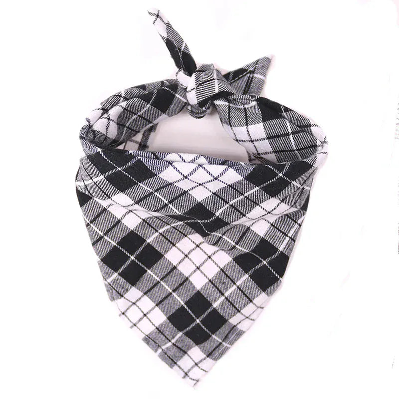 TechnuPet Pet Bandanas WHITE / S Cotton Plaid Dog Bandana