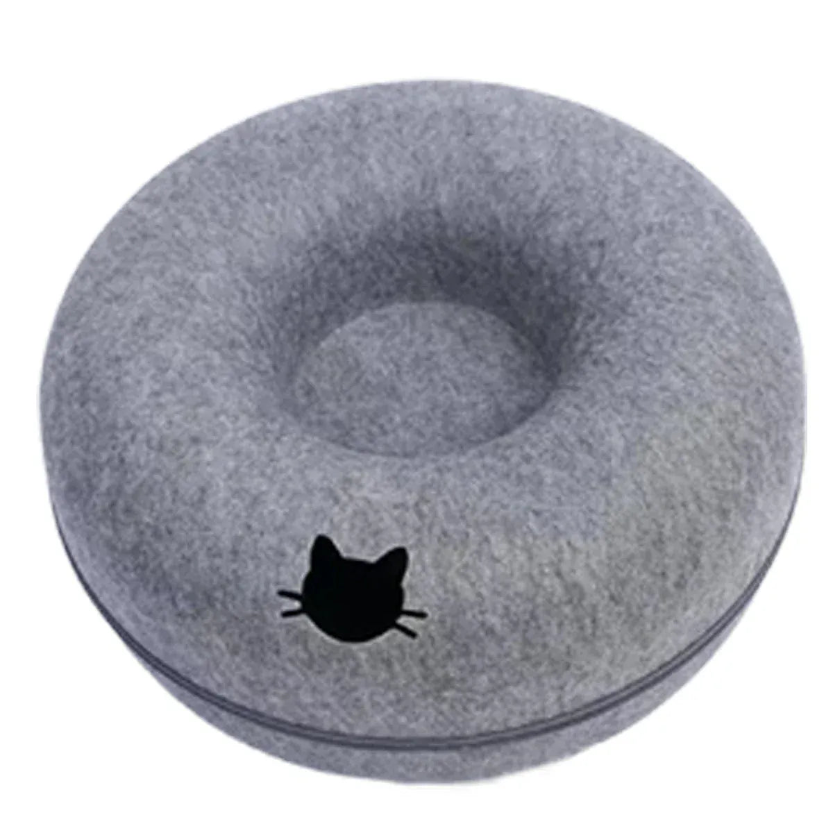 TechnuPet Cat Bed Dark Grey with hole / L 60 Felt Donut Cat Bed & Tunnel