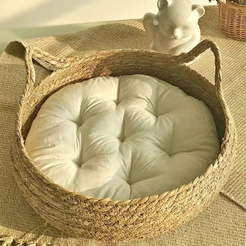 TechnuPet Cat Bed Hand-Woven Rattan Cat Bed