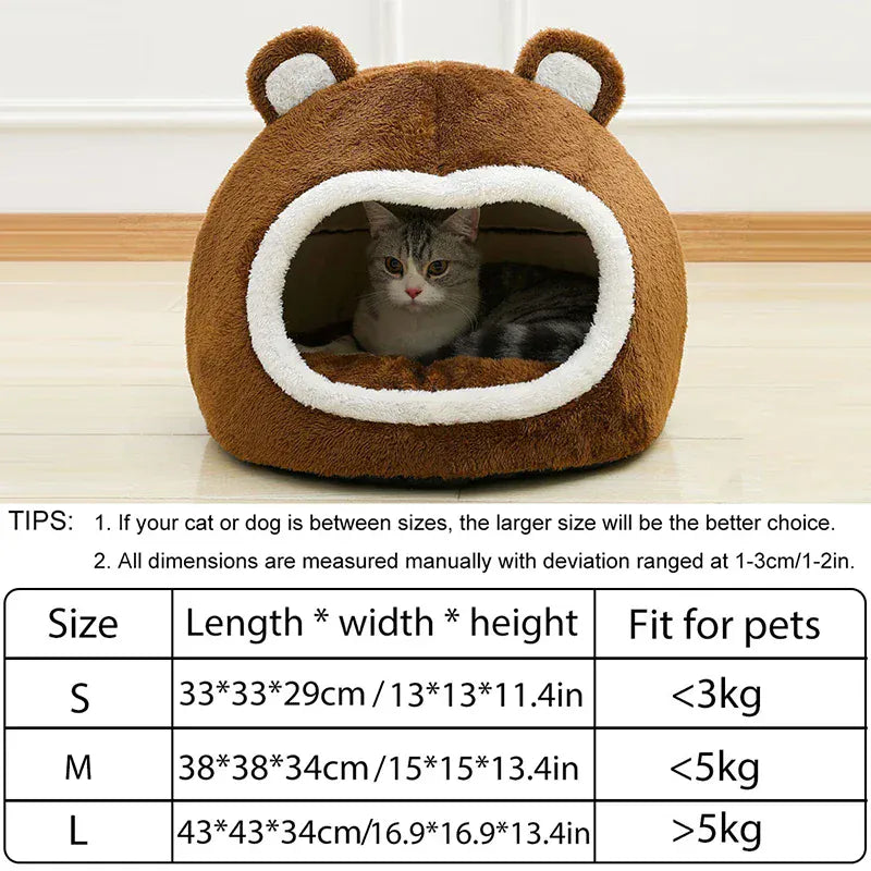 TechnuPet Cat Bed Plush Cave Cat Bed
