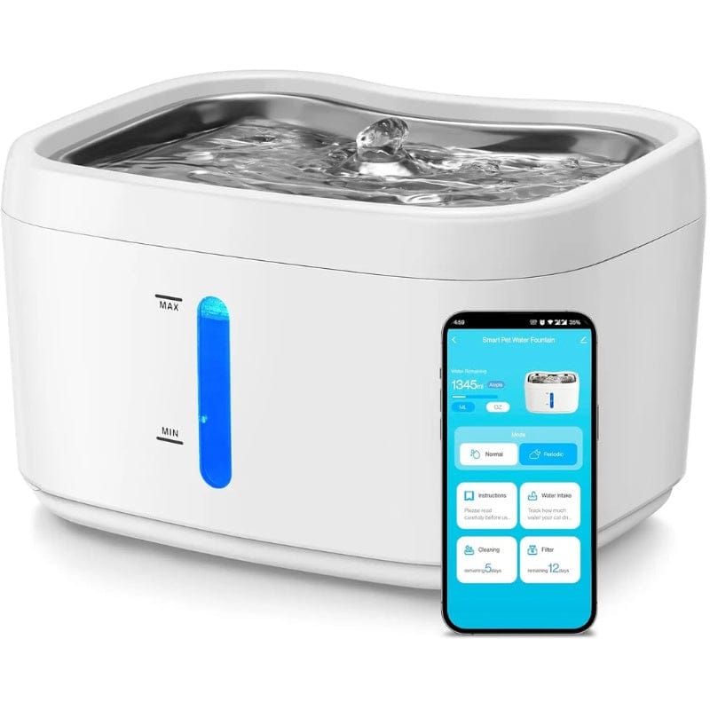 TechnuPet Smart Cat Water Fountain Smart Automatic Pet Water Fountain – 2.5L APP-Controlled