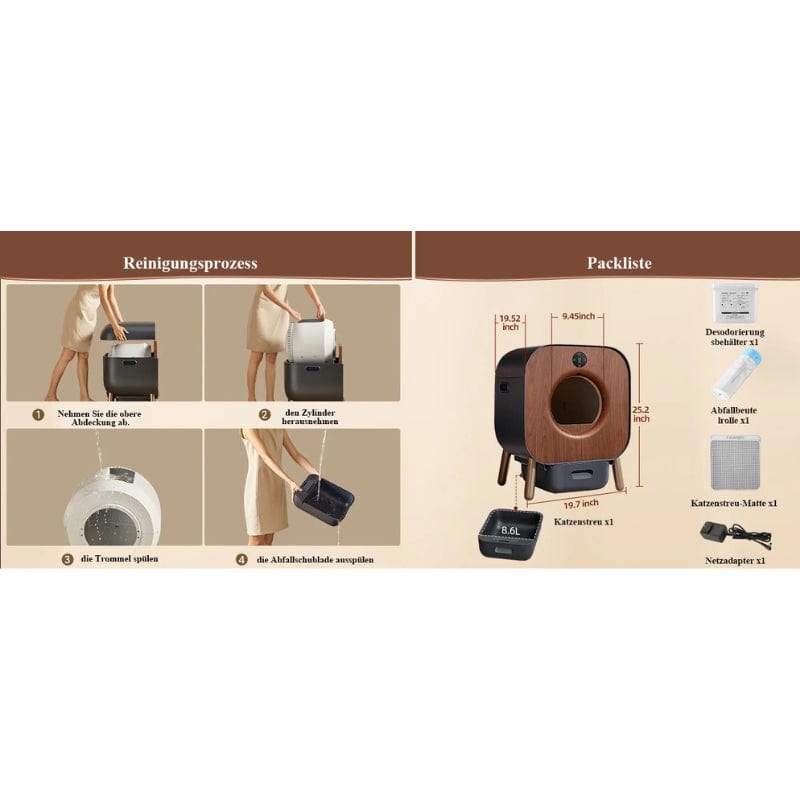 TechnuPet Cat Litters Smart Cat Litter Box with Wood Design