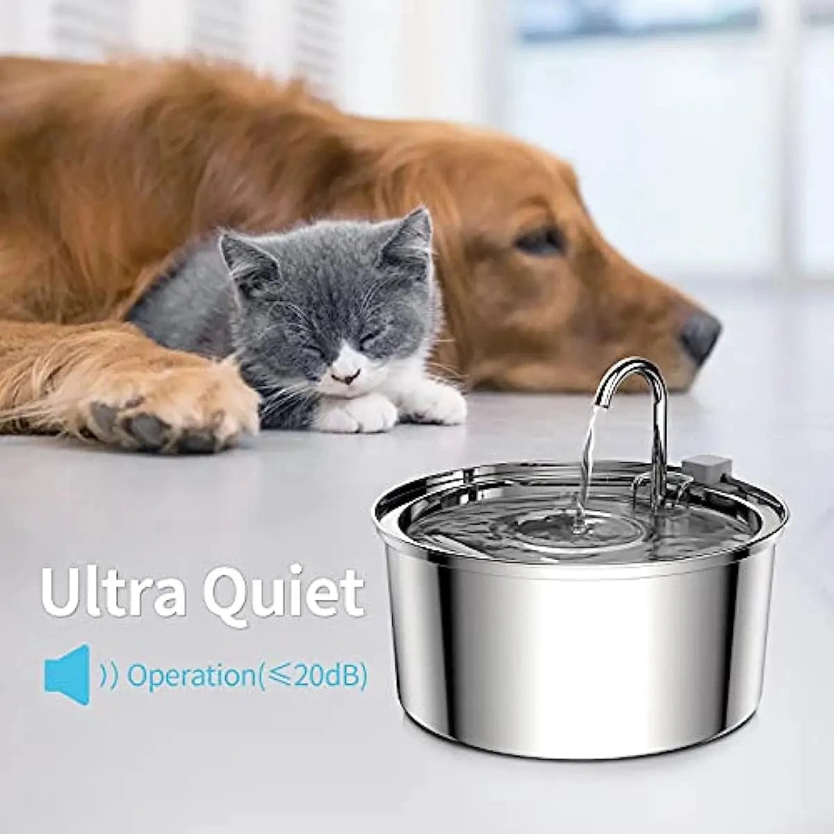 TechnuPet Dog Bowls Stainless Steel Cat Water Fountain