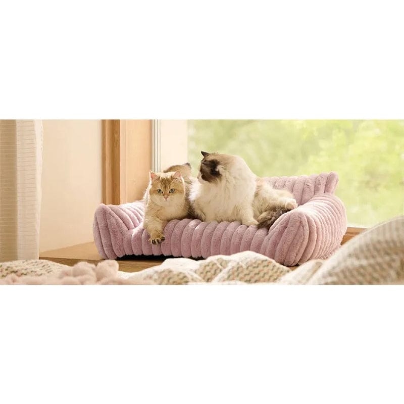 TechnuPet Cat Bed Striped Plush Cat Bed