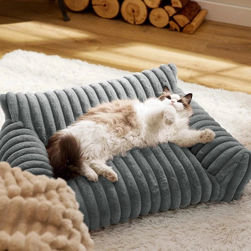 TechnuPet Cat Bed Striped Plush Cat Bed