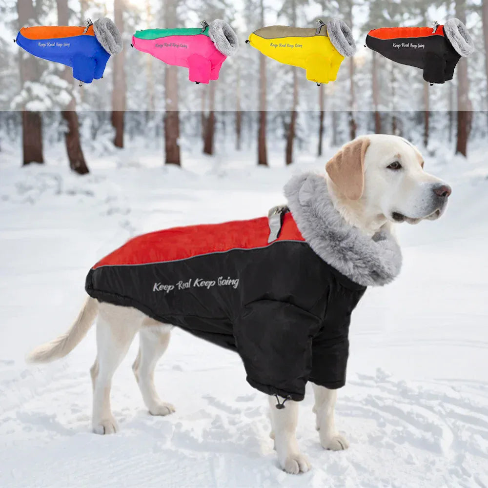 TechnuPet Dog Sweaters Thick Waterproof Warm Dog Coat with Fur Collar