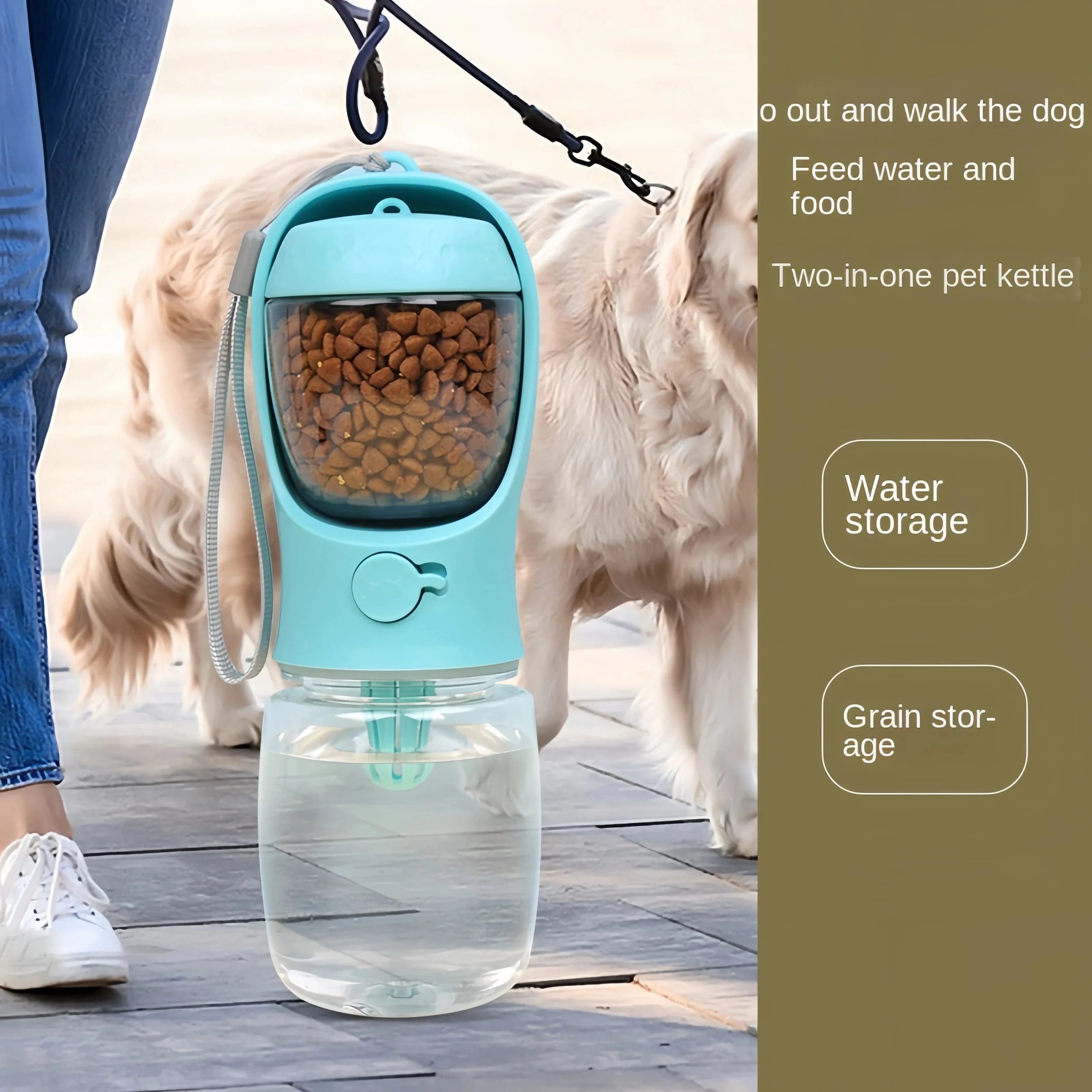TechnuPet Smart Dog Feeder Travel Pet Water Bottle and Food Dispenser