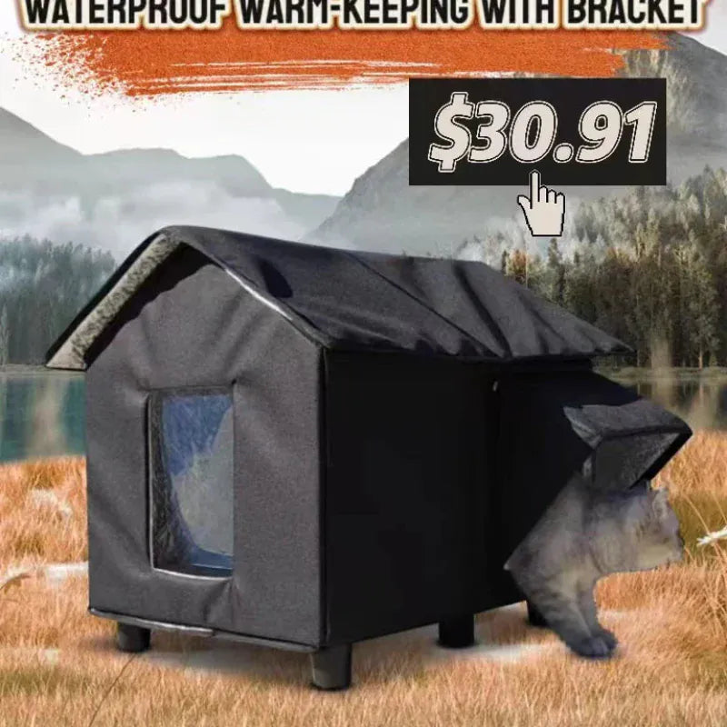 TechnuPet Cat House Waterproof Foldable Outdoor Cat House