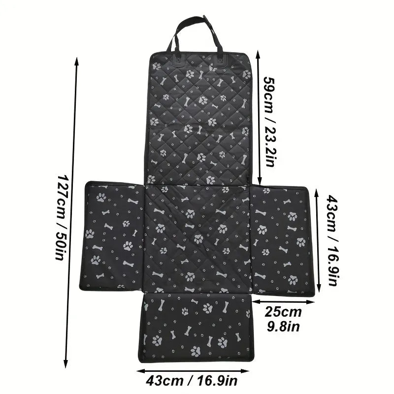 TechnuPet Car Accessories for Dogs Black Bone Print / L Waterproof Pet Car Seat Cover Hammock