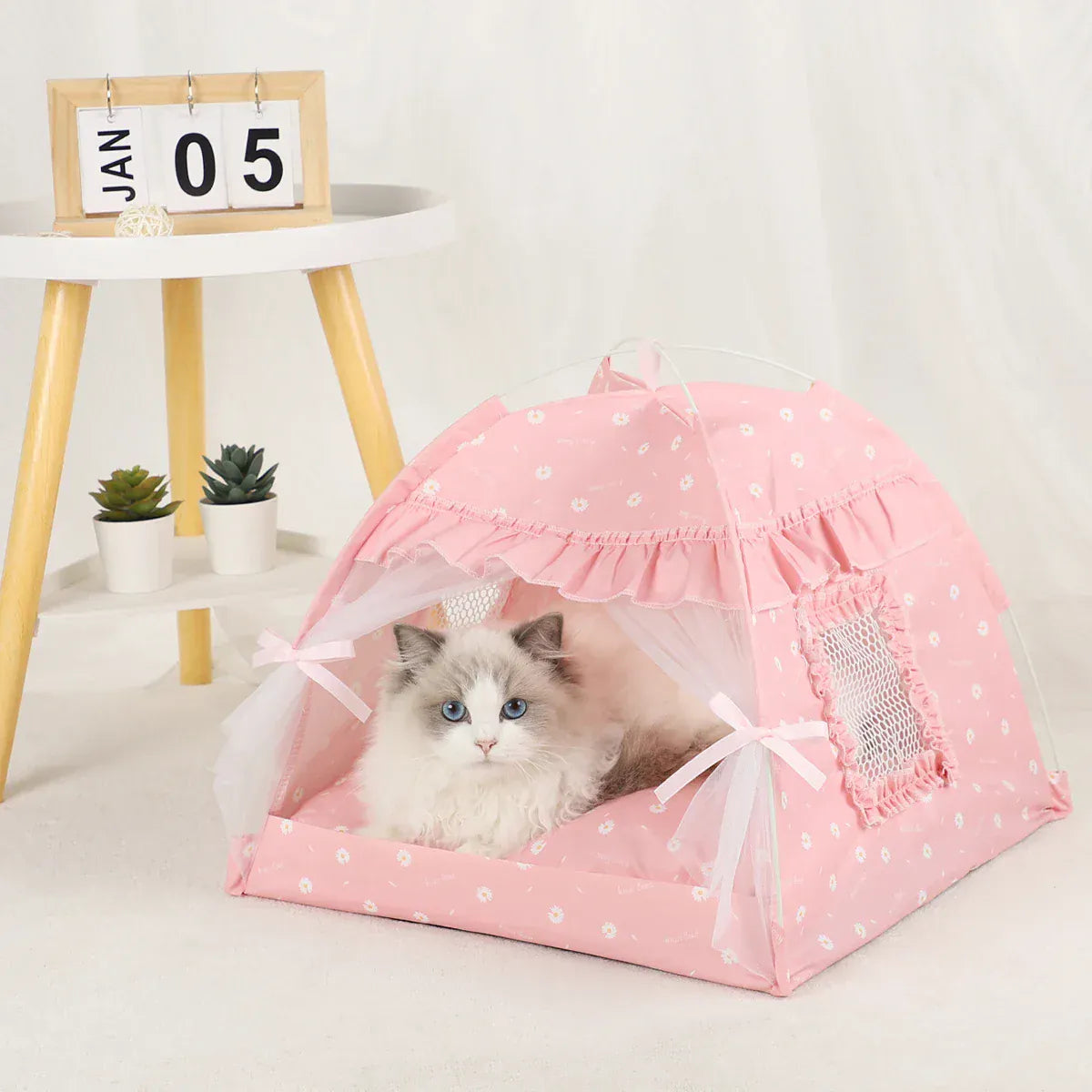 TechnuPet Cat Bed Pink / L 50x50cm / CHINA Winter Clamshell Cat Tent Bed