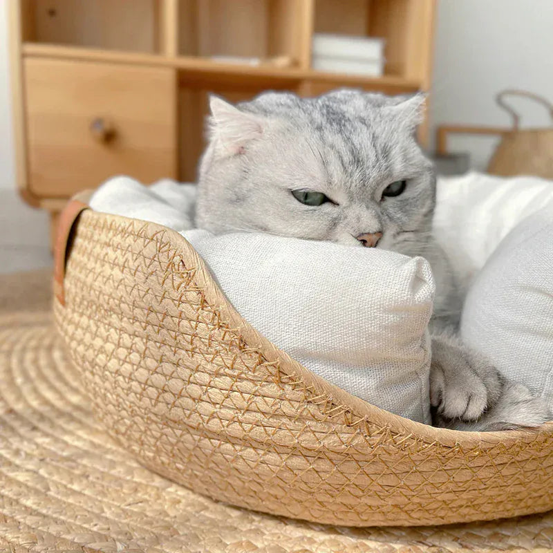 TechnuPet Cat Bed Woven Bamboo Pet Bed