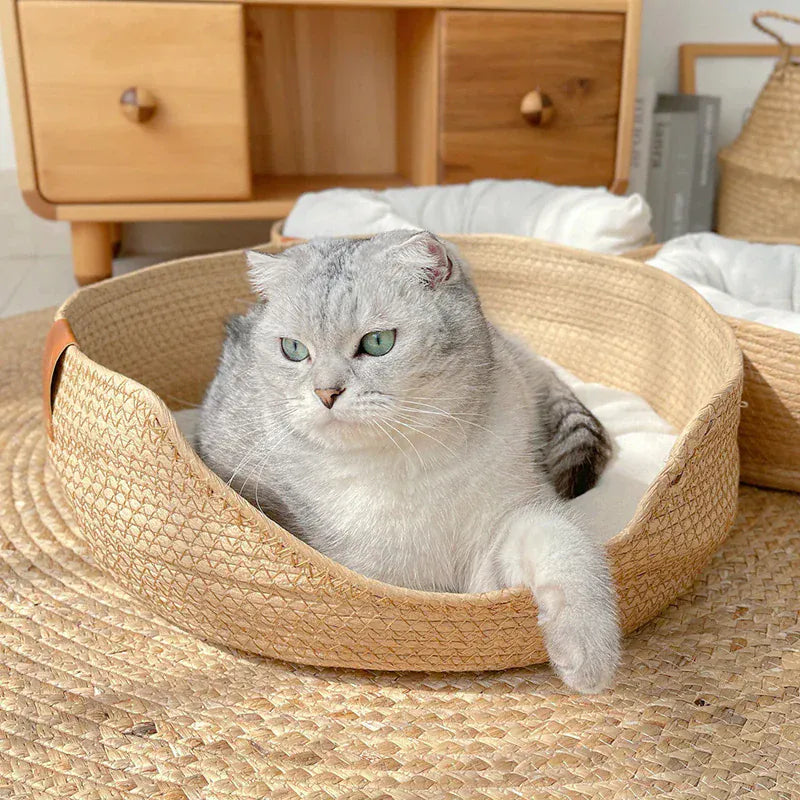 TechnuPet Cat Bed Woven Bamboo Pet Bed