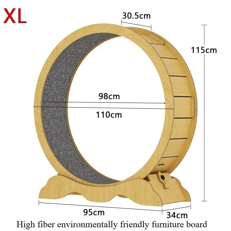 TechnuPet Smart Cat Toys Poland / Wood color - HDF XL Wooden Cat Treadmill Exercise Roller